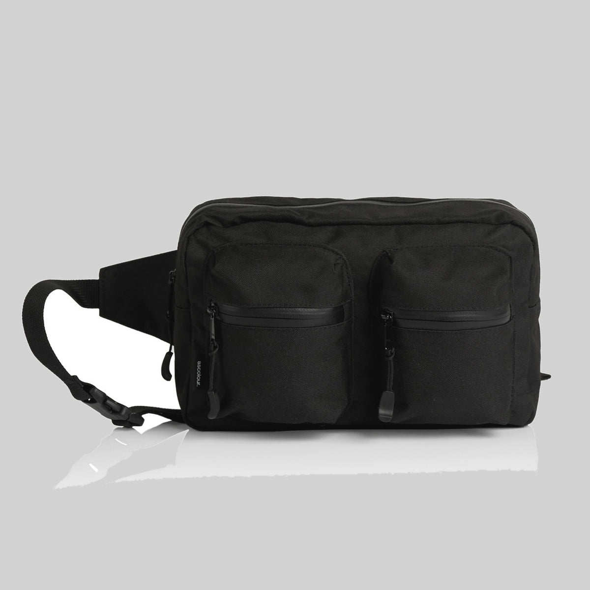 AS Colour Recycled Double Waist Bag, BLACK, front