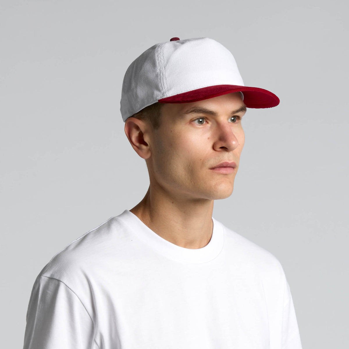 AS Colour Class Cord Two-Tone Cap, WHITE/CARDINAL, front