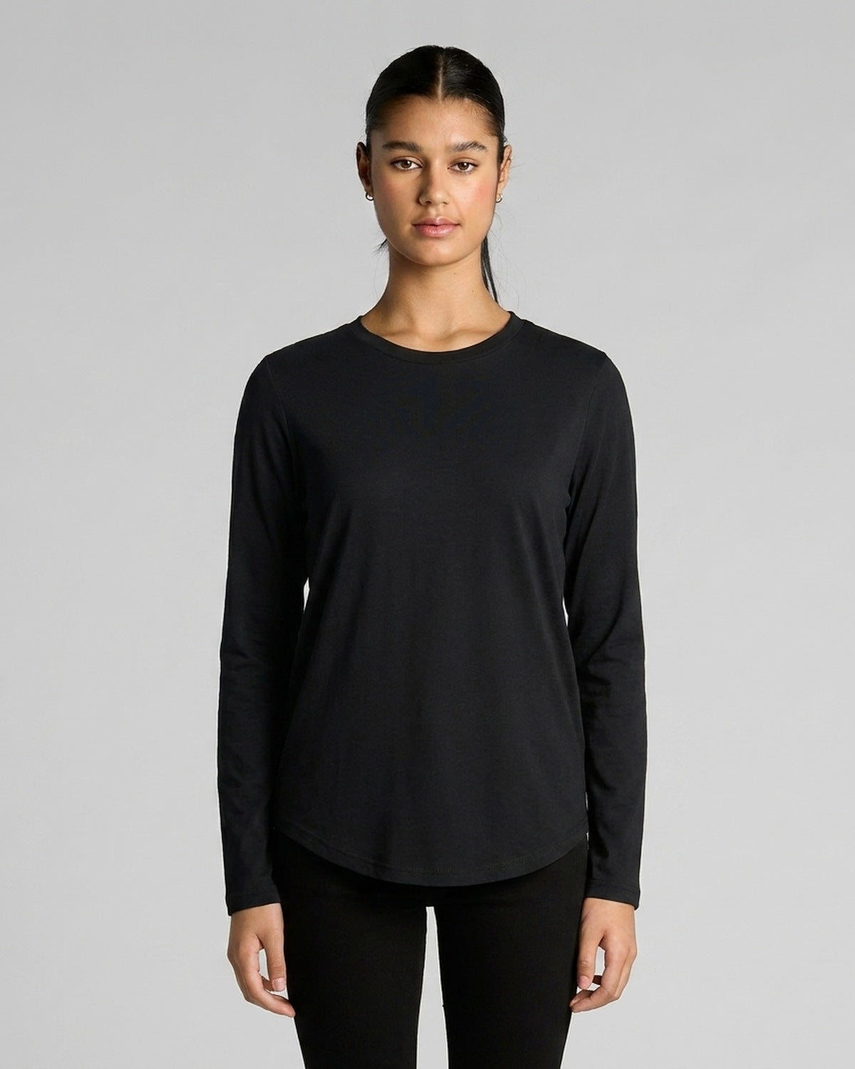 AS Colour Wo's Maple Curve L/S Tee, BLACK, front