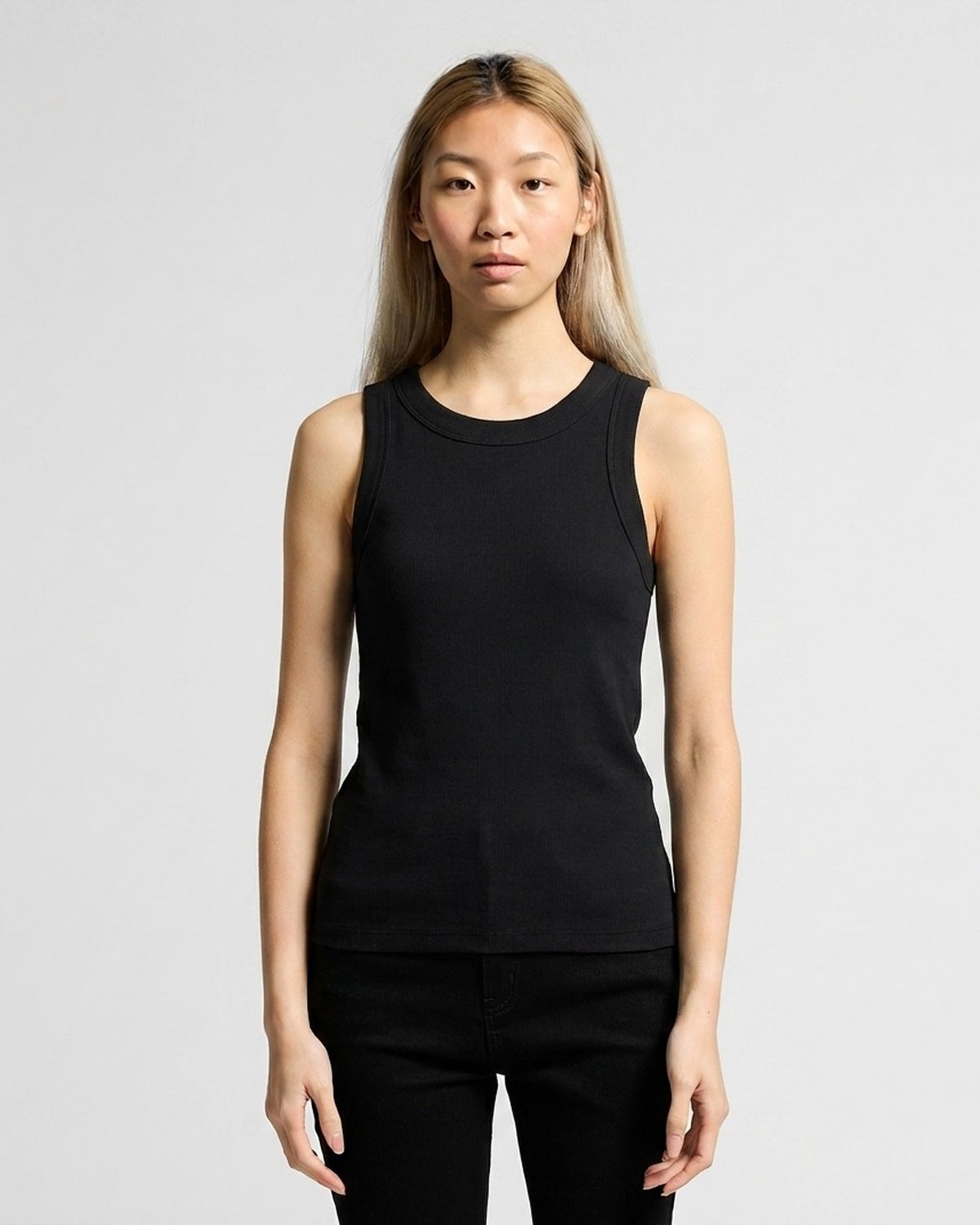 AS Colour Wo's Organic Rib Tank, BLACK, front