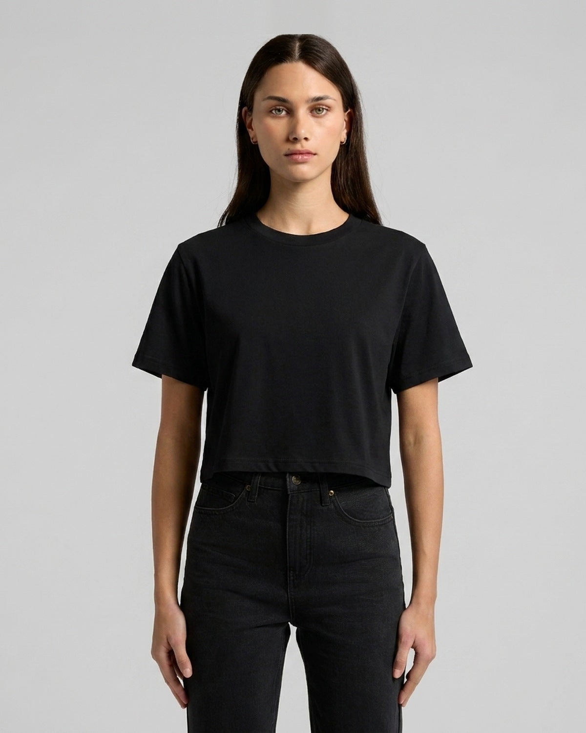 AS Colour Wo's Classic Crop Tee, BLACK, front