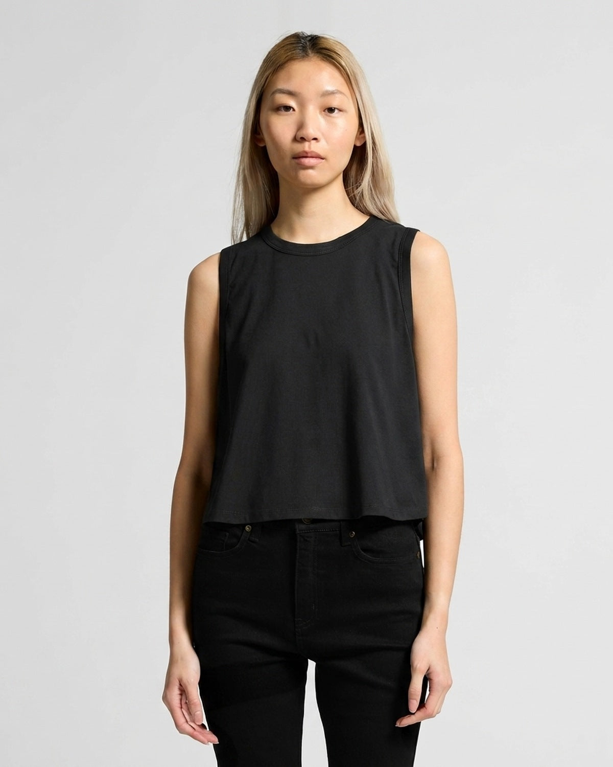 AS Colour Wo's Martina Crop Tank, BLACK, front