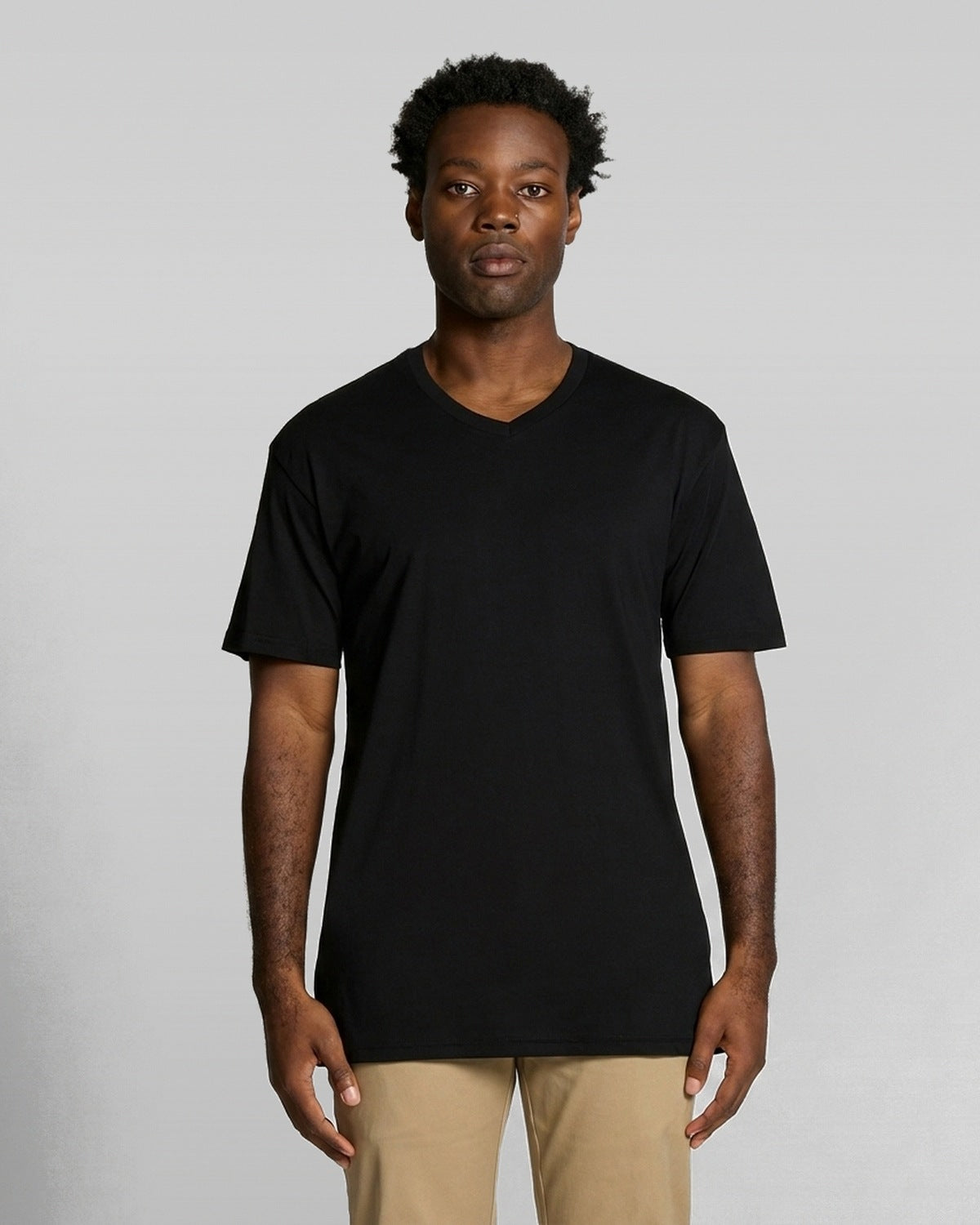 AS Colour Staple V Neck Tee, BLACK, front