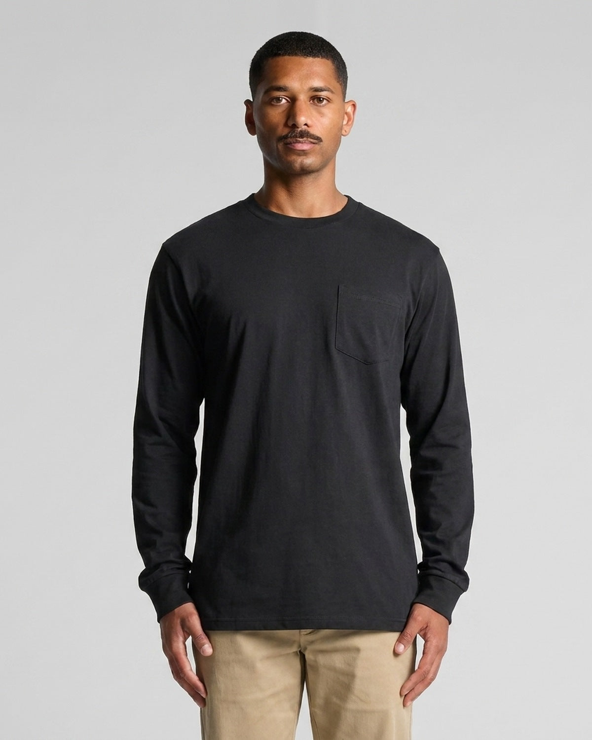 AS Colour Classic Pocket L/S Tee, BLACK, front