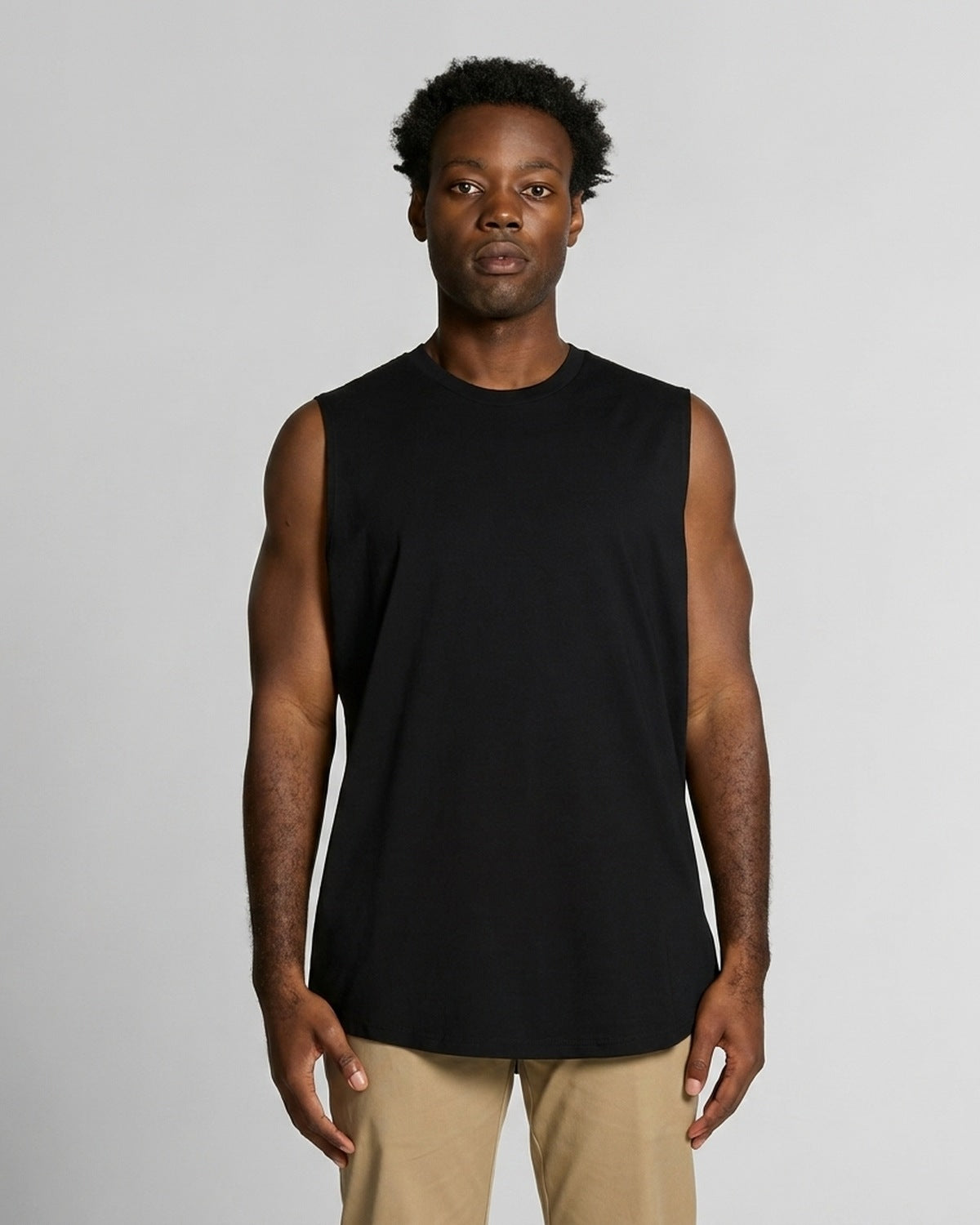 AS Colour Staple Curve Tank, BLACK, front