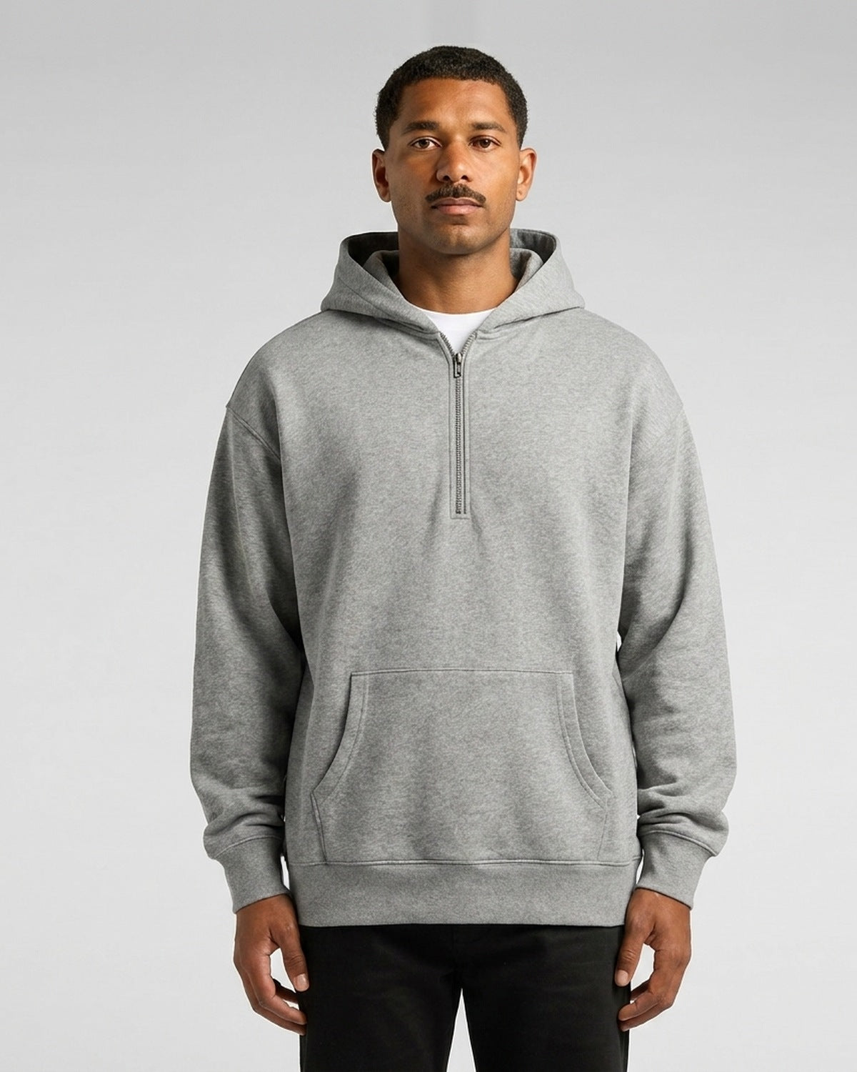 AS Colour Relax Half Zip Hood, ATHLETIC HEATHER, front