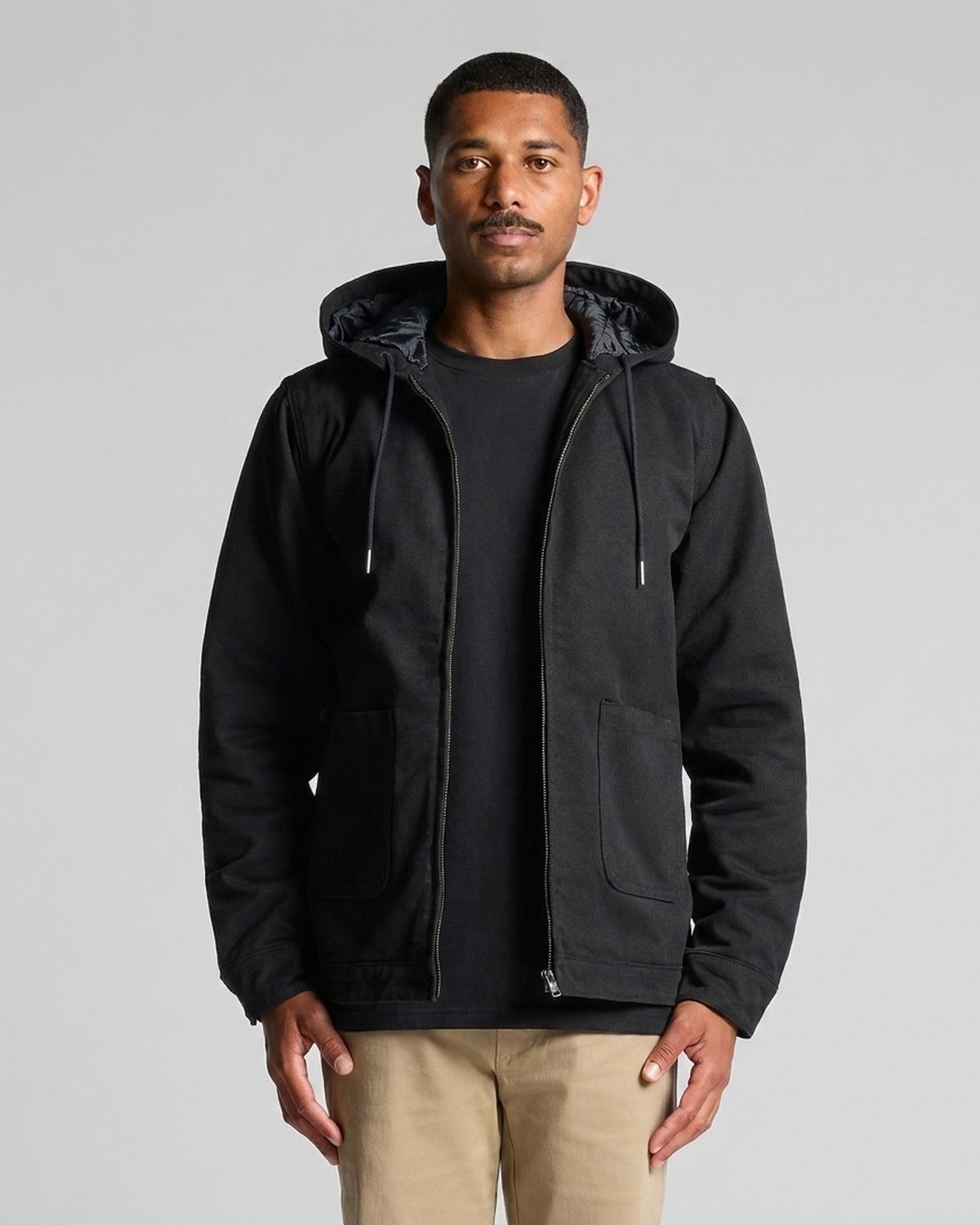 AS Colour Canvas Heavy Hooded Jacket, BLACK, front