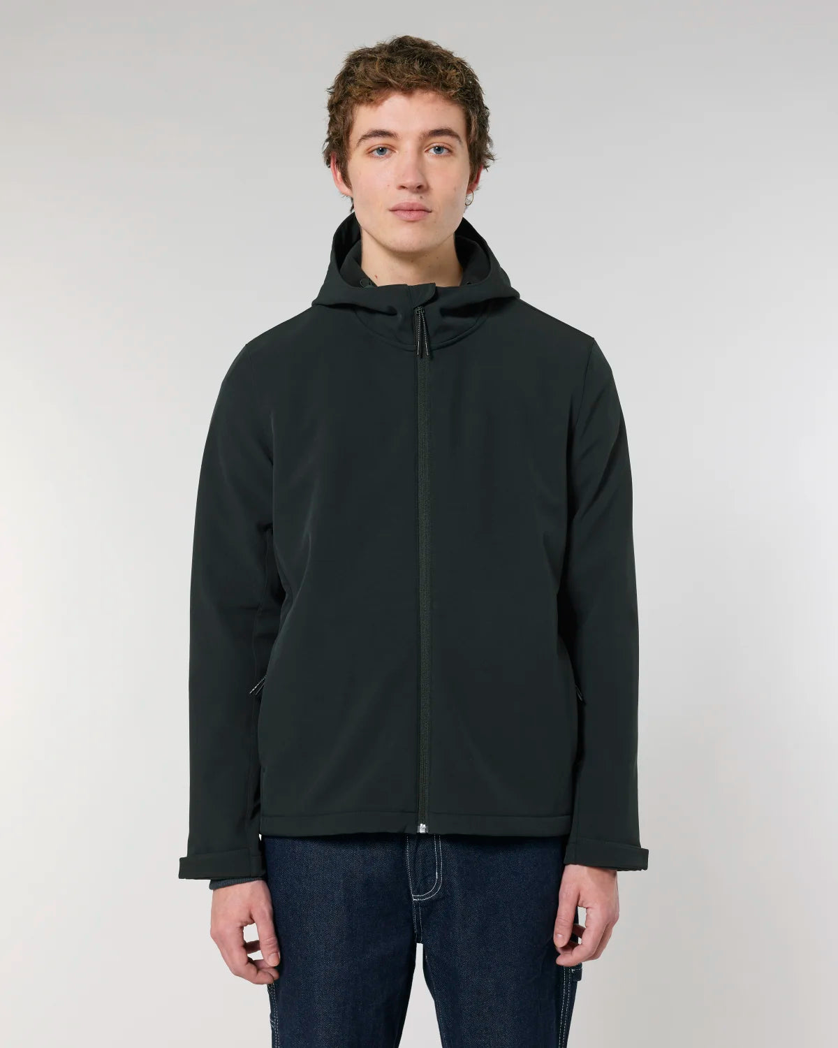 Hooded Softshell, Black, front
