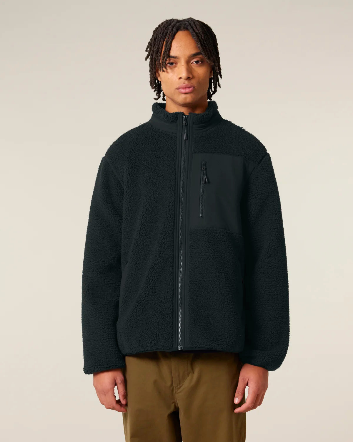 Sherpa Jacket, Black, front