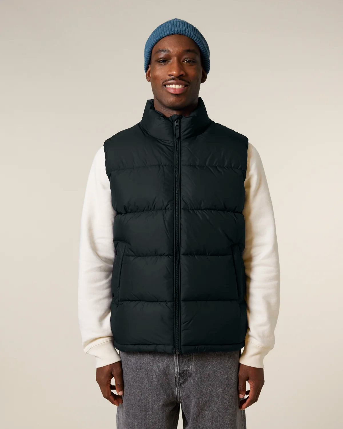 Puffer Vest, Black, front