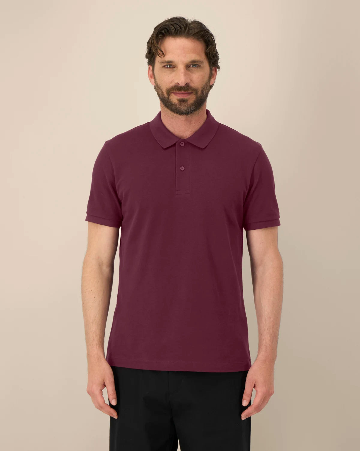 Men's Polo, Deep Plum, front