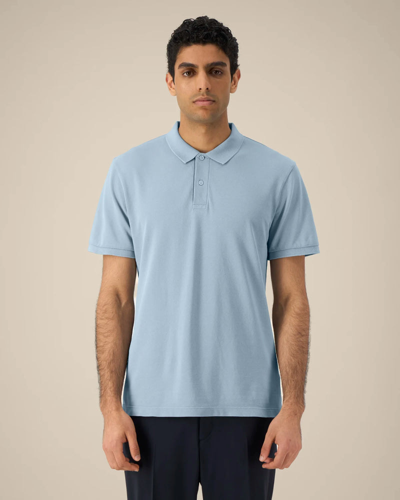 Washed Polo - G. Dyed Blue Stone - Men - front