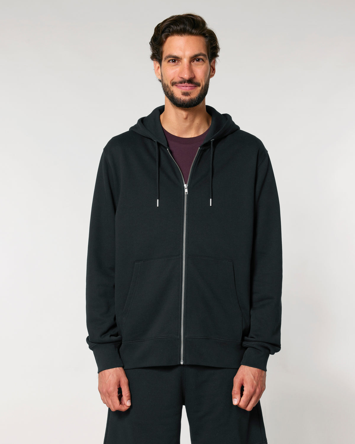 Zip Hoodie, Black, front