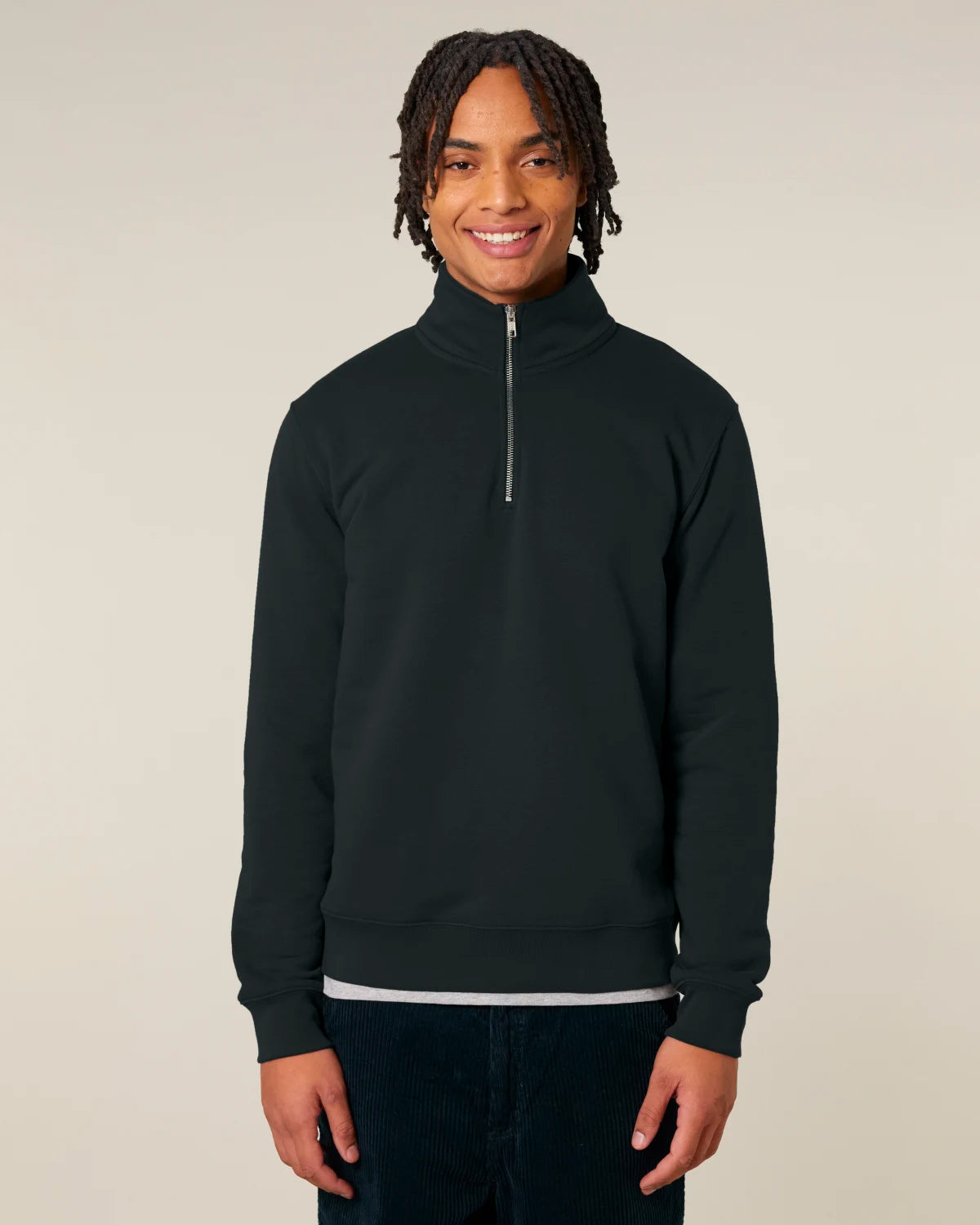 Quarter-Zip Crew, Black, front