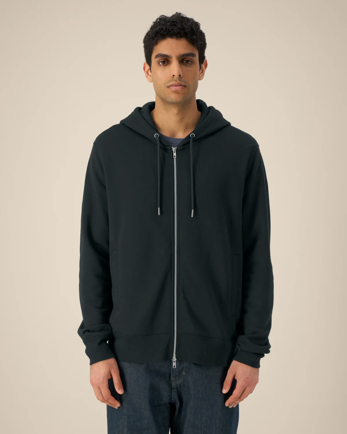 Utility Zip Hoodie, Black, front