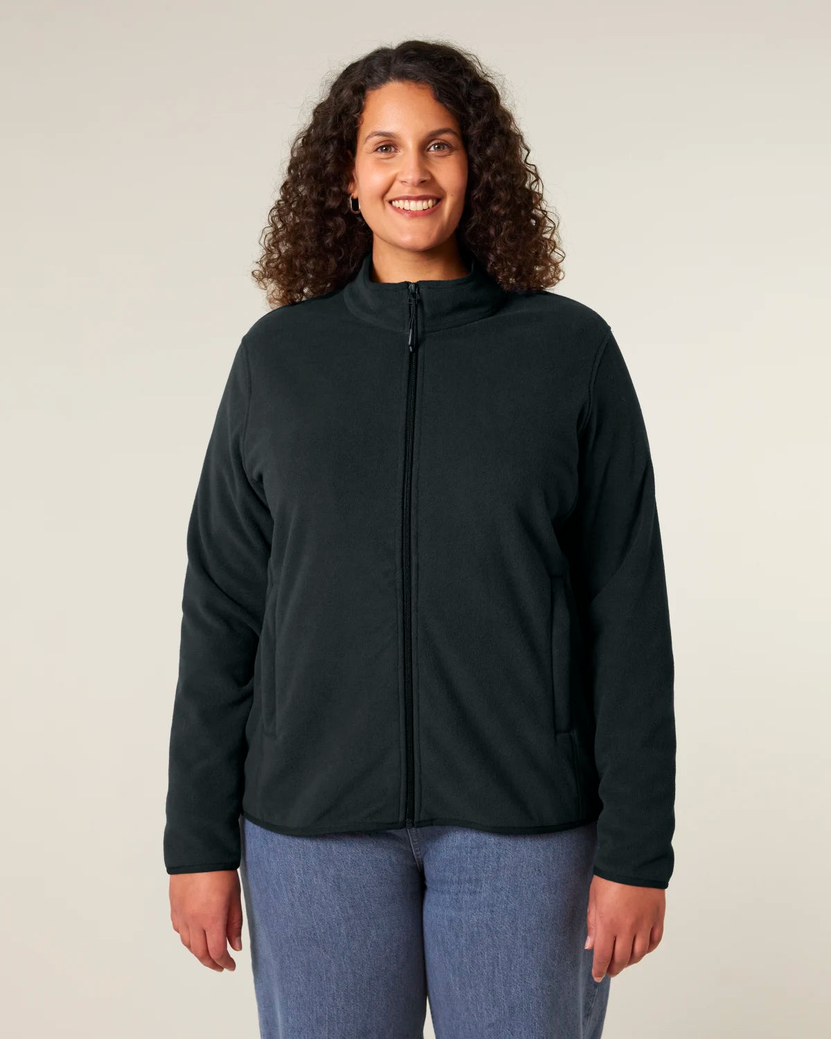 Fleece Jacket — Women, Black, front