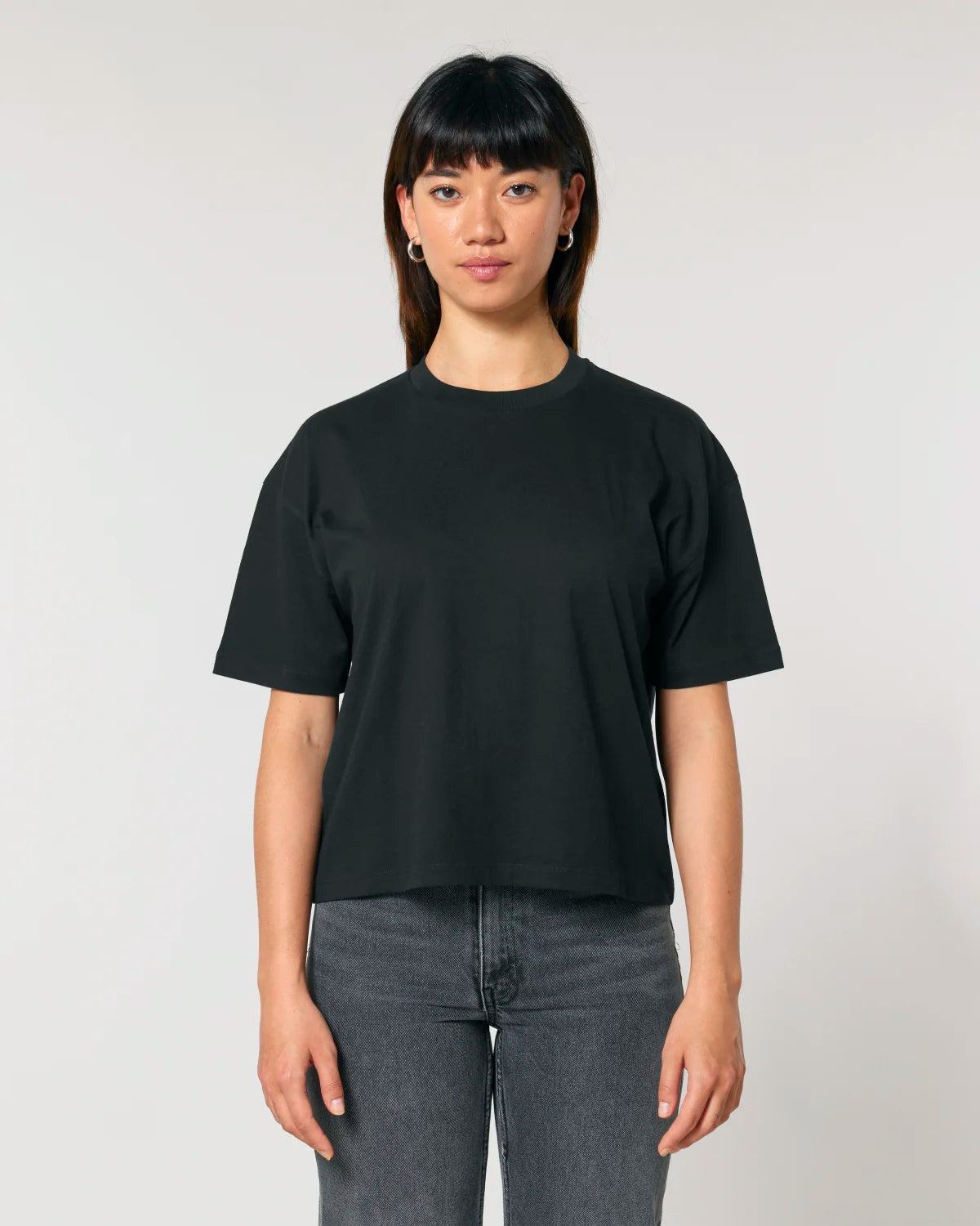 Boxy Tee — Women, Black, front
