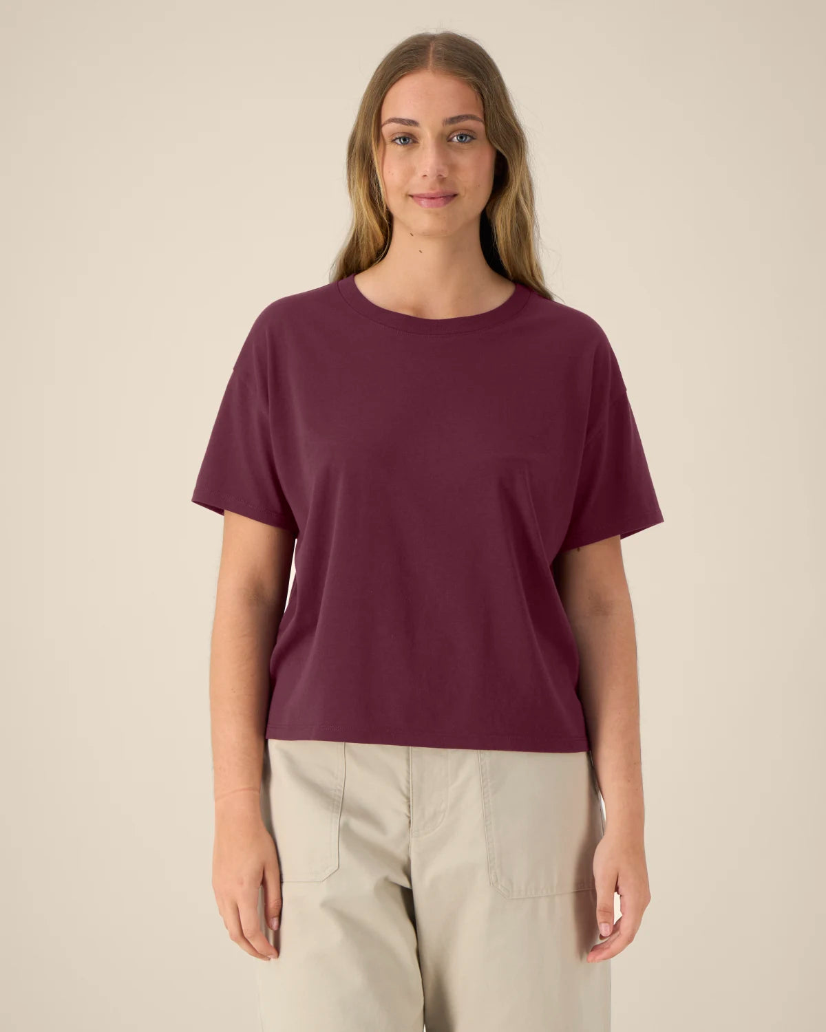 Essential Tee — Women, Deep Plum, front