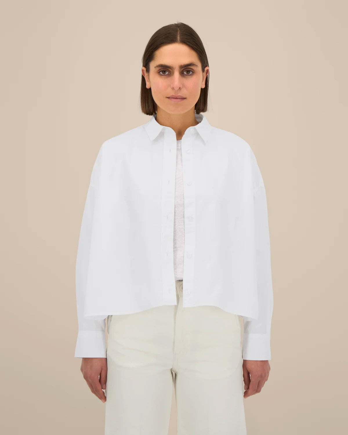 Boxy Shirt — Women, White, front